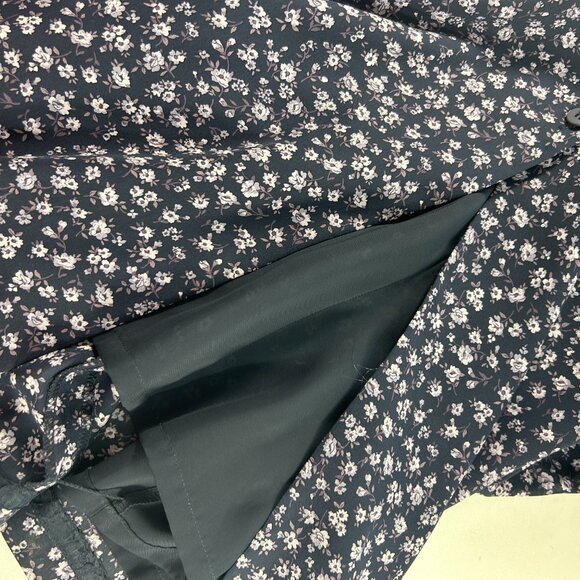 Chaus Woman Size 22 Dress Navy Blue Floral Short Sleeve Lined Button Front New - Picture 6 of 9